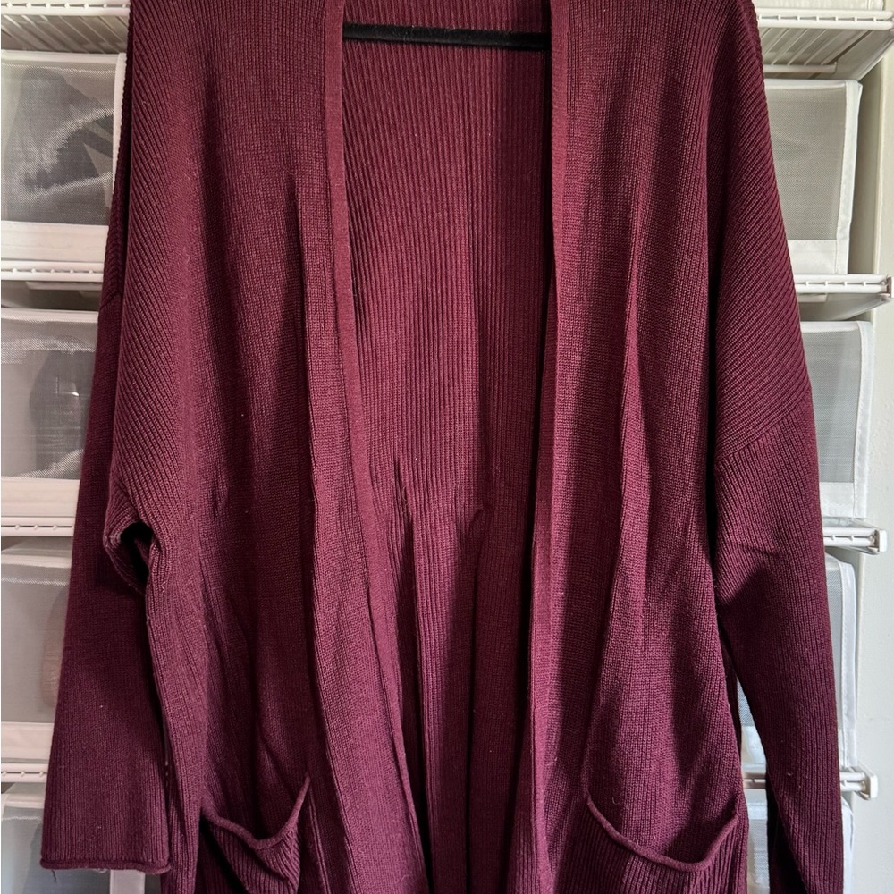 3X Philosophy Maroon Cardigan Sweater Relaxed Knit